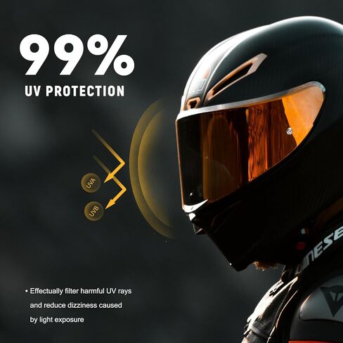 XINGWU Motorcycle Helmet Visor Replacement for Tinted C10 Helmet Visor with Anti-fog Rainproof Film UV Protection Face Shield (Deep Black) in Saudi Arabia