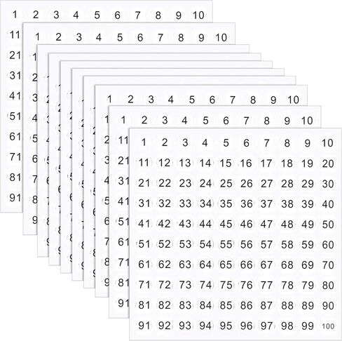 25 Sheets 1 to 100 Vinyl Consecutive Number Stickers 0.4 Inch Small Self-Adhesive Number Labels Waterproof Inventory Stickers Decal for Indoor, Outdoor, Storage, Classification, Boxes and Lockers in Kuwait