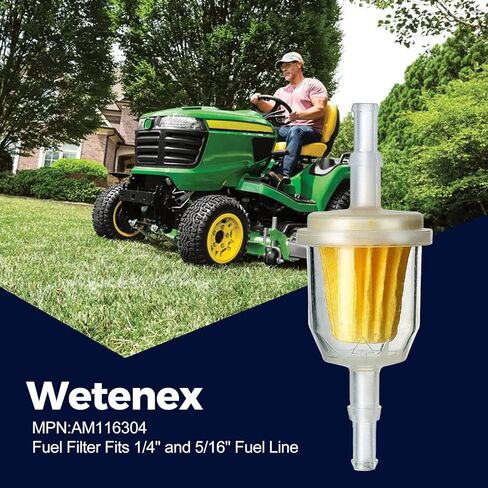 AM116304 Fuel Filter 25 050 22-S Compatible with John Dee-re 1/4 In and 5/16 In, InLine Fuel Filter Replacement for Kohl-er Lawn Mower Tractor, Replaces GY20709 21541500 38666 98021 in Kuwait