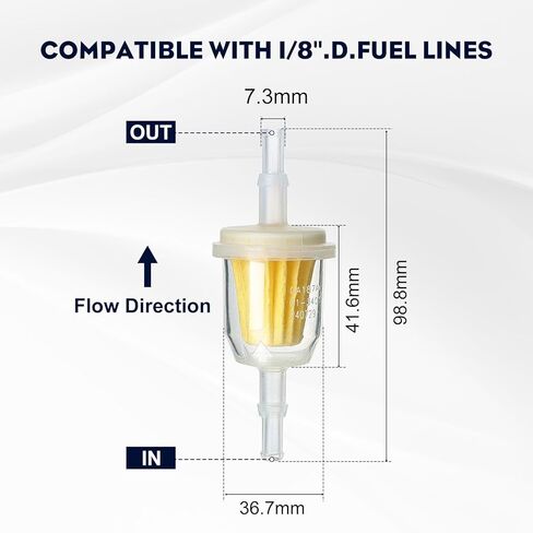 AM116304 Fuel Filter 25 050 22-S Compatible with John Dee-re 1/4 In and 5/16 In, InLine Fuel Filter Replacement for Kohl-er Lawn Mower Tractor, Replaces GY20709 21541500 38666 98021 in Kuwait