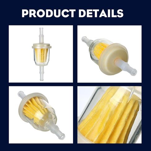 AM116304 Fuel Filter 25 050 22-S Compatible with John Dee-re 1/4 In and 5/16 In, InLine Fuel Filter Replacement for Kohl-er Lawn Mower Tractor, Replaces GY20709 21541500 38666 98021 in Kuwait