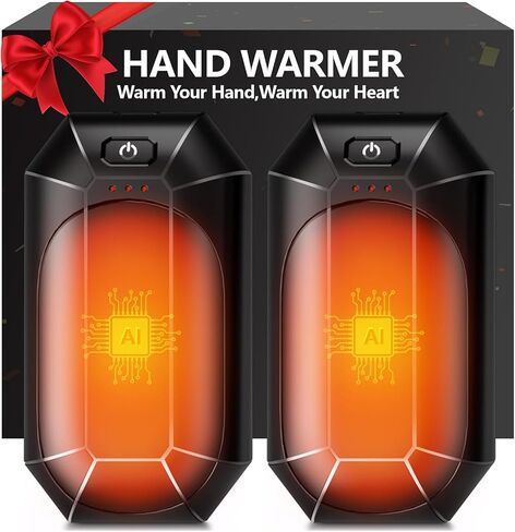 Hand Warmers Rechargeable 2 Pack,2023 Upgraded Portable Electric Hand Warmer,USB 2in1 Rechargeable Heated Hand Warmer Hunting Camping Outdoors Indoor,Warm Winter Gifts Men Women Kids(Black) in Saudi Arabia