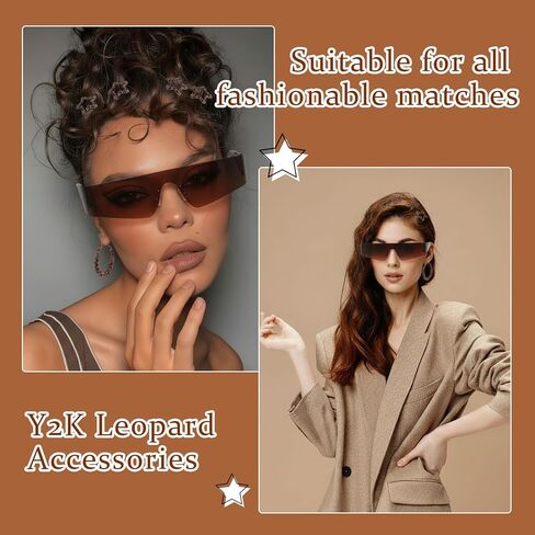 JATEBI 12 Pcs Y2k Accessories Set for Women Leopard Shoulder Bag Sunglasses Circle Earrings Star Clips 2000s Accessories for Party Photos Props Styling Content in Kuwait