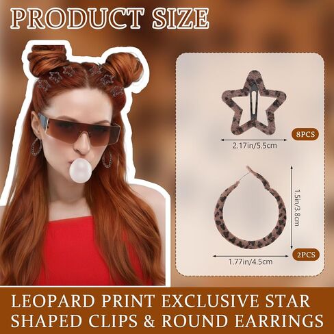 JATEBI 12 Pcs Y2k Accessories Set for Women Leopard Shoulder Bag Sunglasses Circle Earrings Star Clips 2000s Accessories for Party Photos Props Styling Content in Kuwait