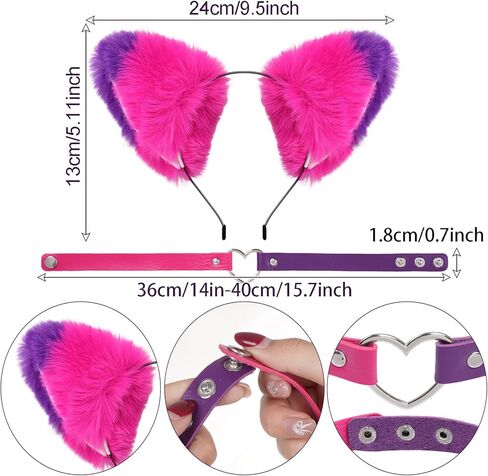 Pink and Purple Striped Cat Costume Accessories, Cat Ears Choker Tutu Skirt Gloves Socks for Halloween Cosplay in Saudi Arabia