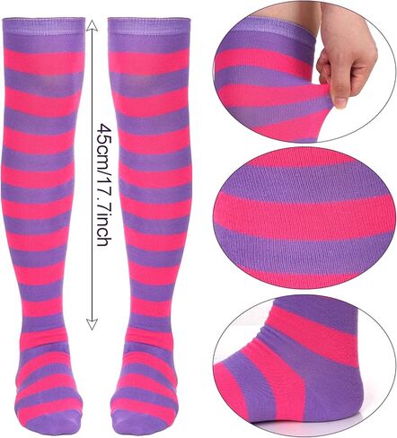 Pink and Purple Striped Cat Costume Accessories, Cat Ears Choker Tutu Skirt Gloves Socks for Halloween Cosplay in Saudi Arabia