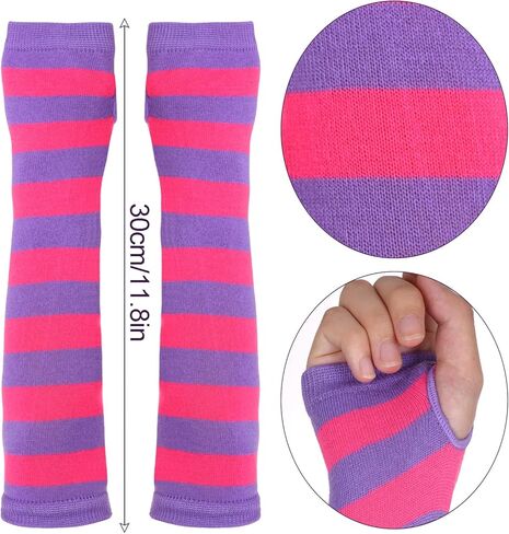 Pink and Purple Striped Cat Costume Accessories, Cat Ears Choker Tutu Skirt Gloves Socks for Halloween Cosplay in Saudi Arabia