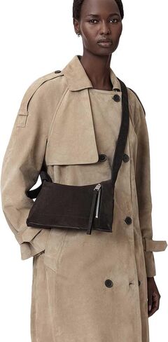 AllSaints Alba Suede Zip Xbody Bitter Brown One Size in Saudi Arabia