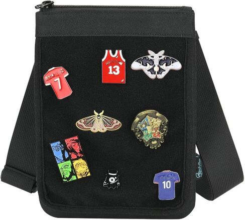 Beautyflier Small Pin Display Bag, Crossbody Bag for Pins Organization, Stylish Badges Display Bag for Cosplay, Travel, Theme Party, Black (Pins/Badges Not Included) in Saudi Arabia