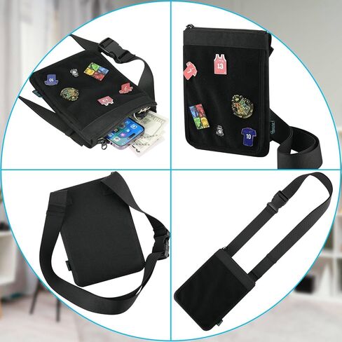 Beautyflier Small Pin Display Bag, Crossbody Bag for Pins Organization, Stylish Badges Display Bag for Cosplay, Travel, Theme Party, Black (Pins/Badges Not Included) in Saudi Arabia