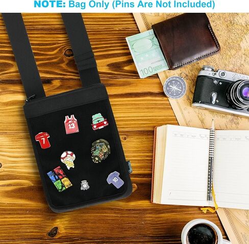 Beautyflier Small Pin Display Bag, Crossbody Bag for Pins Organization, Stylish Badges Display Bag for Cosplay, Travel, Theme Party, Black (Pins/Badges Not Included) in Saudi Arabia