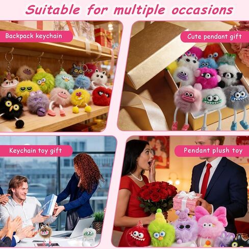 28 قطعة من سلاسل المفاتيح القطيفة اللطيفة | سلاسل مفاتيح كاواي الغامضة لتفضلات الحفلات | حشو بيض عيد الفصح، جوائز الفصل الدراسي، حشو حقائب الهدايا الجيدة، ألعاب بيناتا ومكافآت كرنفال المدرسة in Kuwait