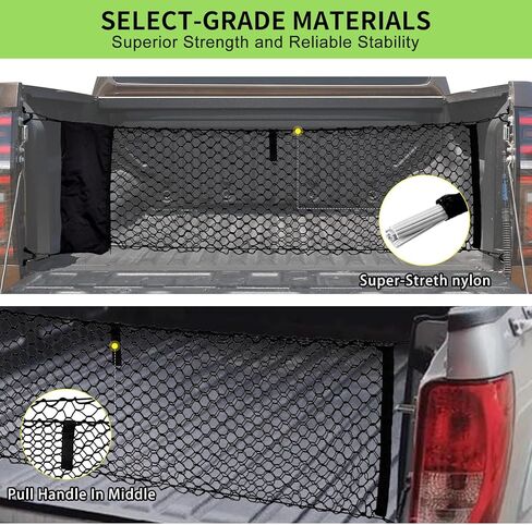 شبكة شحن لسرير شاحنة الالتقاط، مقاس 50 × 17.7 بوصة، متوافقة مع Ford F150، F150/F250، Chevy Silverado، GMC Sierra - حقيبة تخزين مطورة in Kuwait