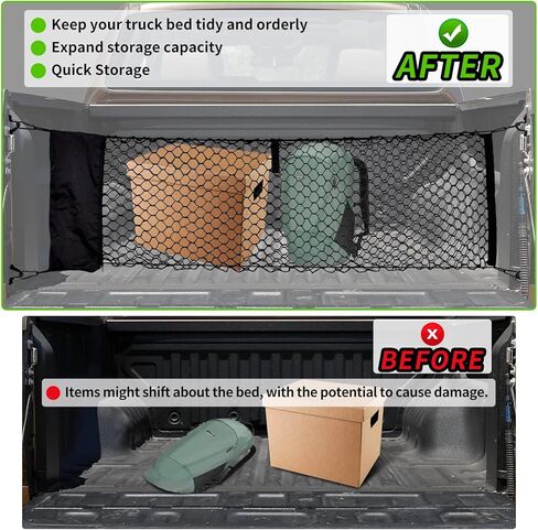 شبكة شحن لسرير شاحنة الالتقاط، مقاس 50 × 17.7 بوصة، متوافقة مع Ford F150، F150/F250، Chevy Silverado، GMC Sierra - حقيبة تخزين مطورة in Kuwait