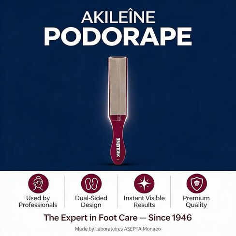 مبرد القدم AKILEINE Podorape - مبرد قدم مزدوج الجوانب لإزالة مسامير القدم وتنعيم الجلد، مثالي للكعوب الخشنة والاستخدام المنتظم. in Saudi Arabia