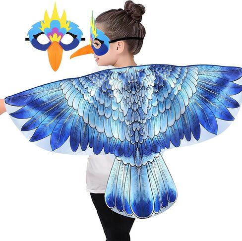 iROLEWIN Hawk-Bird-Costume for Kids Eagle-Wings and 3D Bird Mask as Toddler Dress-Up Pretend Play Toys Christmas Party Gifts in Kuwait