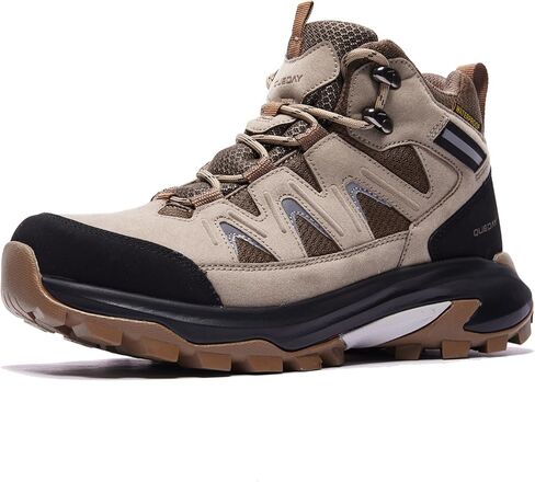 Queday Waterproof Hiking Boots for Women Men Non Slip Leather Outdoor Backpacking Shoes All Terrain Lug Sole Camping Climbing Mountaineering Trekking Trails in Kuwait