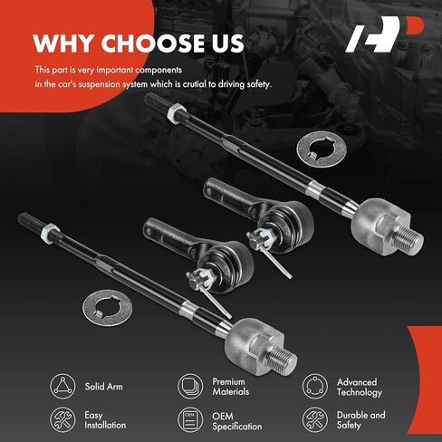 A-Premium Set of 4, Front Inner & Outer Tie Rod End Kit, Compatible with Honda Fit 2007-2008 in Saudi Arabia
