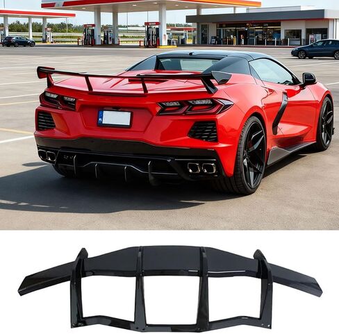 Rear Lower Bumper Diffuser Lip Splitter for Chevy Corvette C8 2020-2026 Stingray Z51 E-ray(Gloss Black) in Saudi Arabia