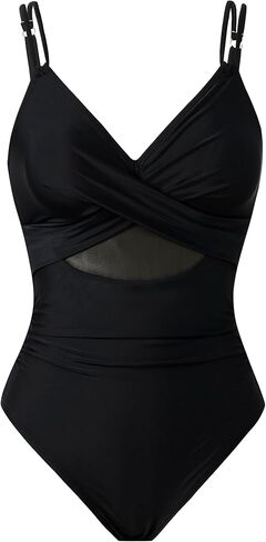 Women’s One Piece Mesh Swimsuit Tummy Control Slimming Bathing Suit with Wrap Skirt Cover Up Set in Saudi Arabia