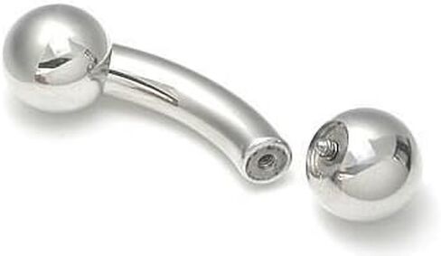 Painful Pleasures 2g Bent Barbell Internally Threaded Stainless Steel 5/16" up to 1-1/2" - 25mm ~ 1" with 13mm Balls in Kuwait