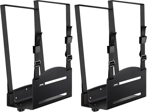 Mount-It! CPU Wall Mount Bracket, Desktop Computer Tower Holder with Safety Straps, Heavy Duty Size Adjustable CPU Holder, Steel, Black, 22 Lbs Capacity, Saves Floor and Desk Space in Kuwait