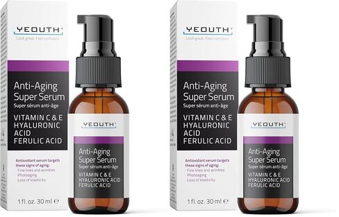 Hyaluronic Acid, Vitamin C Face Serum, Vitamin E, Anti Aging Serum with Vitamin C and Hyaluronic Acid Serum Targets Dark Spots and Wrinkles, Face Serum for Women and Men by YEOUTH in Kuwait