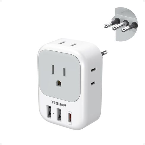 US to UK Plug Adapter, TESSAN UK Adapters for Travel, Foldable Plug with 4 Outlets 3 USB (PD 20W 1 USB C), Type G Power Adaptor for USA to Ireland Scotland England London Hongkong Dubai Irish in Kuwait