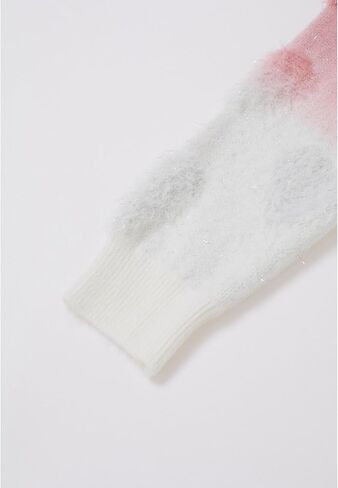 CHICWISH Women Cute Ombre Fuzzy Heart Button Down Cardigan V Neck Long Sleeve Soft Valentines Knit Sweater Coat Pink in Saudi Arabia