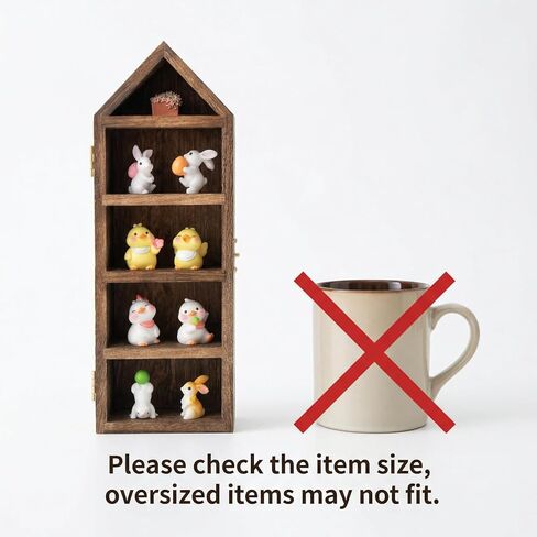 Trinket Shelf Display with Door (Set of 3), Solid Wood Knick Knack Shelf for Wall, House Shaped Curio Display Case Shadow Box for Miniatures, Crystals, Rocks & Collectibles (Brown) in Saudi Arabia