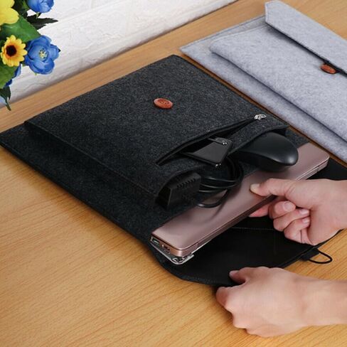 BESPORTBLE 15-inch Felt Laptop Sleeve Business Carrying Bag, Black Notebook Pouch for Travel and Office Use, Protective Computer Case with Lightweight Felt Material in Kuwait