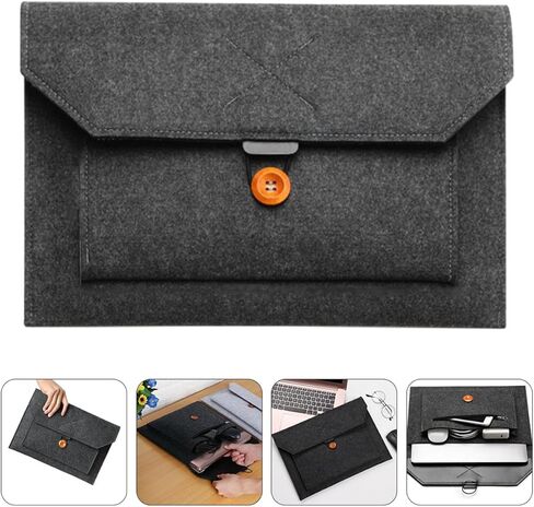 BESPORTBLE 15-inch Felt Laptop Sleeve Business Carrying Bag, Black Notebook Pouch for Travel and Office Use, Protective Computer Case with Lightweight Felt Material in Kuwait