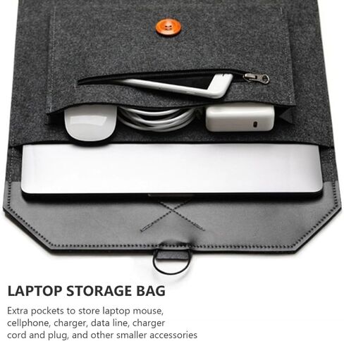 BESPORTBLE 15-inch Felt Laptop Sleeve Business Carrying Bag, Black Notebook Pouch for Travel and Office Use, Protective Computer Case with Lightweight Felt Material in Kuwait