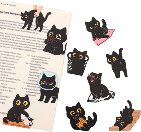 10pcs Cat Magnetic Bookmarks for Reading, Cute Black Animal Pet Kitten Bookmarks Kawaii Page Markers Funny Cool Magnet Accessories for Women Teachers Students Reader Book Lovers Stationery Gifts in Kuwait