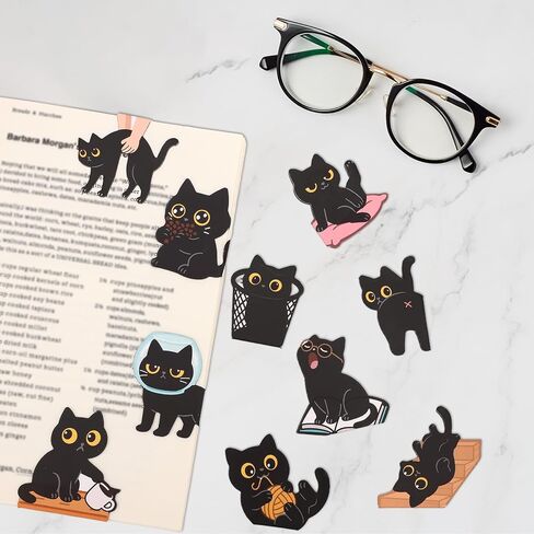 10pcs Cat Magnetic Bookmarks for Reading, Cute Black Animal Pet Kitten Bookmarks Kawaii Page Markers Funny Cool Magnet Accessories for Women Teachers Students Reader Book Lovers Stationery Gifts in Kuwait