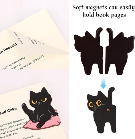 10pcs Cat Magnetic Bookmarks for Reading, Cute Black Animal Pet Kitten Bookmarks Kawaii Page Markers Funny Cool Magnet Accessories for Women Teachers Students Reader Book Lovers Stationery Gifts in Kuwait