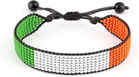 FAHARI Ireland Flag Bracelet: Handmade Adjustable Beaded & Durable Jewelry in Kuwait