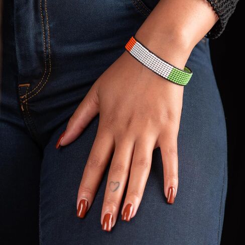 FAHARI Ireland Flag Bracelet: Handmade Adjustable Beaded & Durable Jewelry in Kuwait