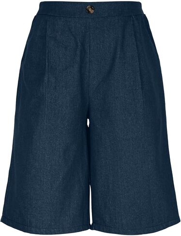 Jean Bermuda Shorts for Women with Pockets Elastic High Waisted Stretchy Denim Knee Length Summer Travel Work Vacation in Saudi Arabia