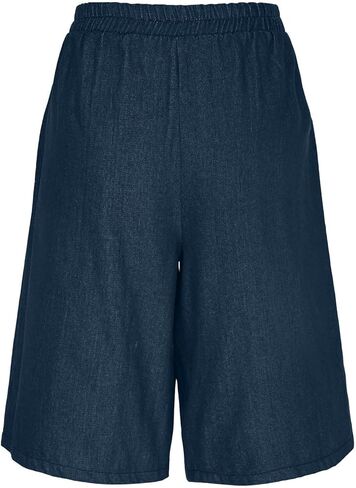 Jean Bermuda Shorts for Women with Pockets Elastic High Waisted Stretchy Denim Knee Length Summer Travel Work Vacation in Saudi Arabia