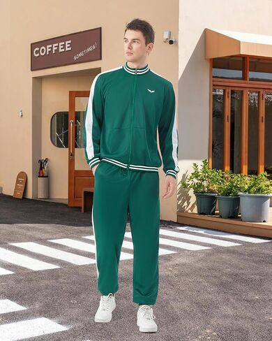 Deaboat Men's 80s Tracksuit - Retro 90s Outfit for Men Windbreaker Zip Jacket & Jogger Pants 2 Piece Vintage Sportswear in Saudi Arabia