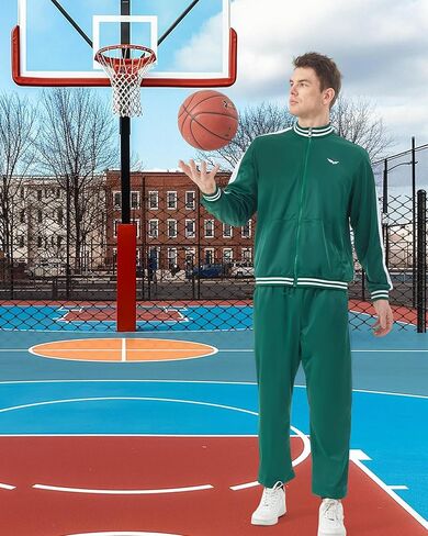Deaboat Men's 80s Tracksuit - Retro 90s Outfit for Men Windbreaker Zip Jacket & Jogger Pants 2 Piece Vintage Sportswear in Saudi Arabia