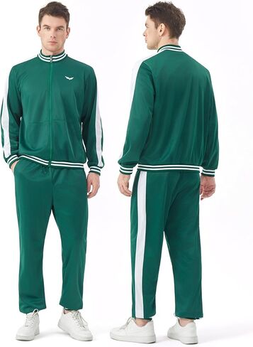 Deaboat Men's 80s Tracksuit - Retro 90s Outfit for Men Windbreaker Zip Jacket & Jogger Pants 2 Piece Vintage Sportswear in Saudi Arabia