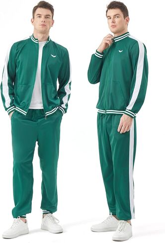 Deaboat Men's 80s Tracksuit - Retro 90s Outfit for Men Windbreaker Zip Jacket & Jogger Pants 2 Piece Vintage Sportswear in Saudi Arabia