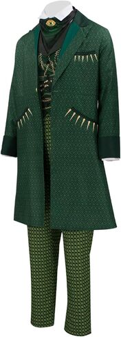 Men Wizard Costume Full Set Coat Cravat Checkered Pants Halloween Party Dress Up Outfit Emerald Green in Saudi Arabia
