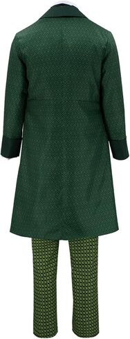 Men Wizard Costume Full Set Coat Cravat Checkered Pants Halloween Party Dress Up Outfit Emerald Green in Saudi Arabia
