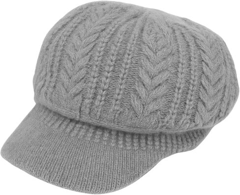 Women Knit Visor Beanie Warm Winter Hat Soft Cable Knit Cap Cozy Brim Style for Fall and Cold Weather in Saudi Arabia