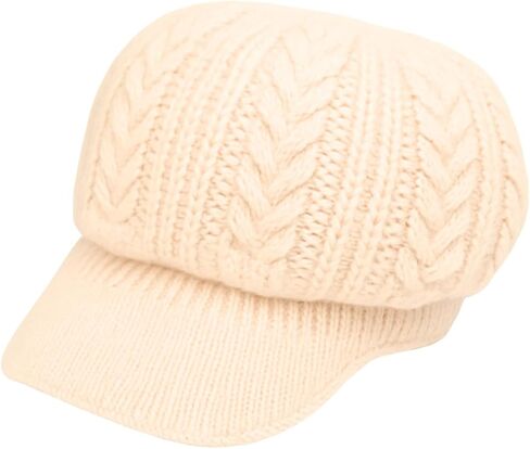 Women Knit Visor Beanie Warm Winter Hat Soft Cable Knit Cap Cozy Brim Style for Fall and Cold Weather in Saudi Arabia