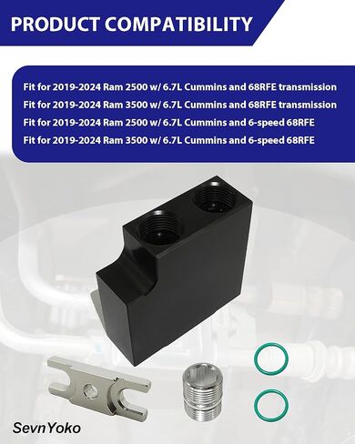 Thermal Bypass Valve Kit for 2019-2024 Ram 6.7L Cummins Diesel Engines - Fits 68RFE & AS69RC Transmissions - Aluminum Cooler Bypass with Billet Filter Coupler - Black in Kuwait