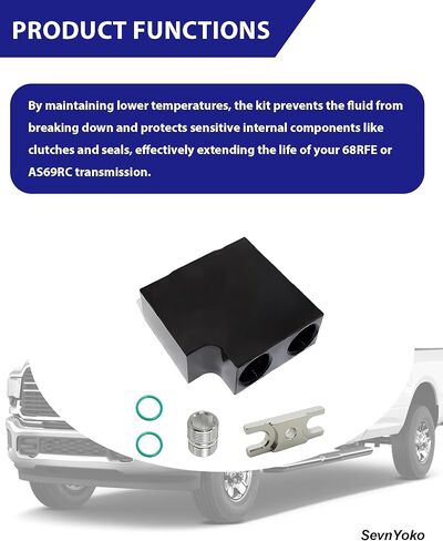 Thermal Bypass Valve Kit for 2019-2024 Ram 6.7L Cummins Diesel Engines - Fits 68RFE & AS69RC Transmissions - Aluminum Cooler Bypass with Billet Filter Coupler - Black in Kuwait